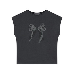 Mint Velvet Black Cotton Bow Graphic T-Shirt